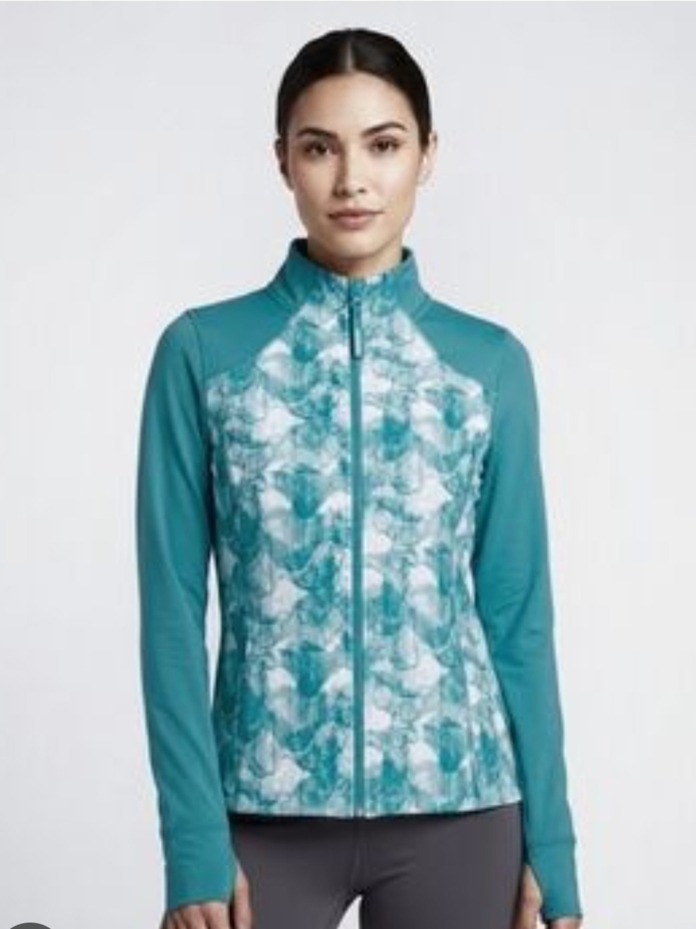 Mondetta Athletic Jacket For Women Teal Printed Ski Jacket Size Small